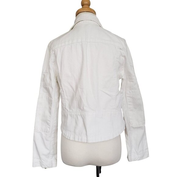Girl's Sz 8 Polo Ralph Lauren White Asymmetrical Zip Moto Denim Spring Jacket - Picture 4 of 13